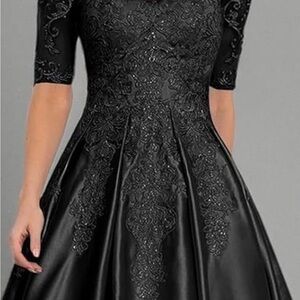 Elegant Black Lace Overlay Dress